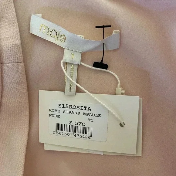 Maje pink blush diamante Rosita shift dress - Picture 9 of 11